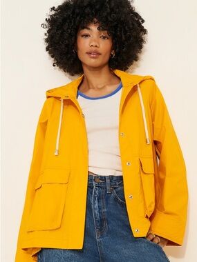 Free People Bright Yellow Hooded Utility Jacket